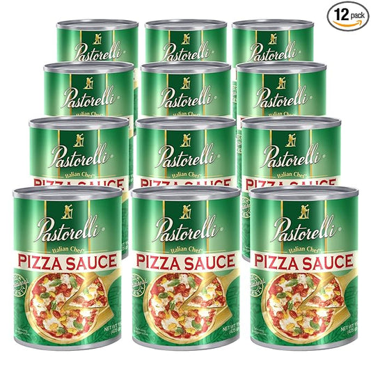 Pastorelli Pizza Sauce, Original Authentic Italian Pizza Sauce with Extra Virgin Olive Oil and Pecorino Romano Cheese Shredded, Since 1952 Family Pizza Sauce Recipe, 15 Ounce, Pack of 12