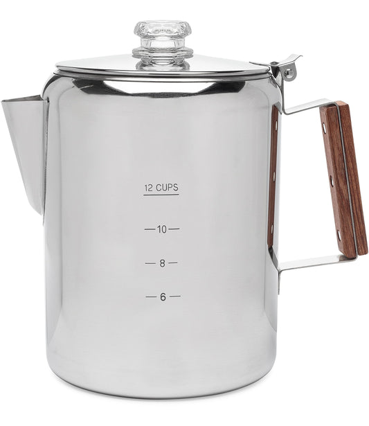 COLETTI Bozeman Percolator Coffee Pot — NO Aluminum or Plastic [12 cup]