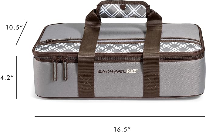 Rachael Ray Lasagna Lugger, Thermal Insulated Casserole Carrier for Hot or Cold Food, Lugger Tote for Potluck, Parties, Picnic, and Cookouts, Fits 9" x 13" Baking Dish