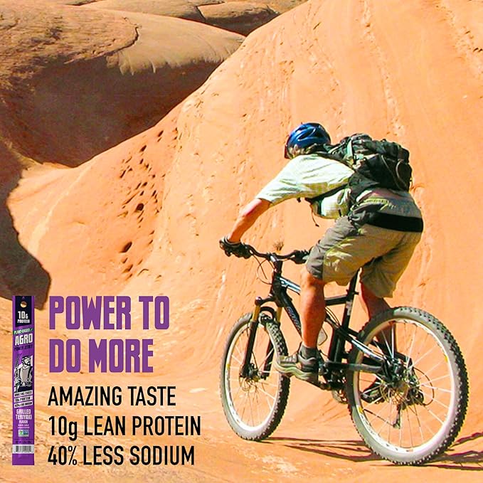AGRO POWER Vegan Jerky Sticks ??Grilled Teriyaki Flavor ??7-Stick Bag of Plant-Based Jerky with 10g Protein ??Non-GMO, Low Sodium, High Protein Vegan Snack ??Vegetarian Meat Alternative