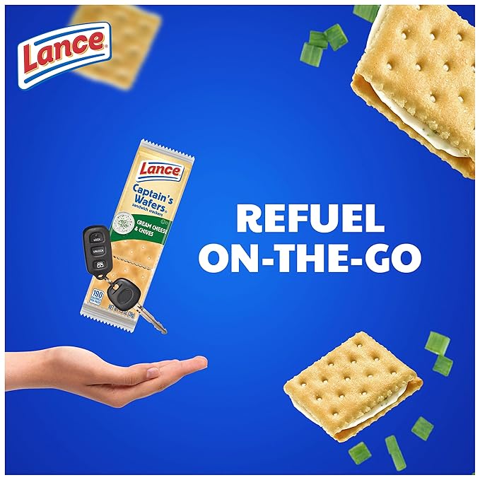 Lance Sandwich Crackers, Captain's Wafers Cream Cheese and Chives, 10 Packs, 6 Sandwiches Each