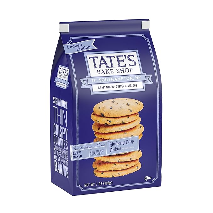 Tate's Bake Shop Blueberry Crisp Cookies, Limited Edition, 4-7 oz Bags