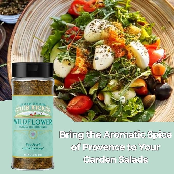 Grub Kicker Herbs de Provence Seasoning Blend - 1.8 oz. - Premium French Herb Mix with Oregano, Sumac, Garlic, Rosemary & Specialty Spices - Unique Premium Blend of Provincial Herbes & Spices