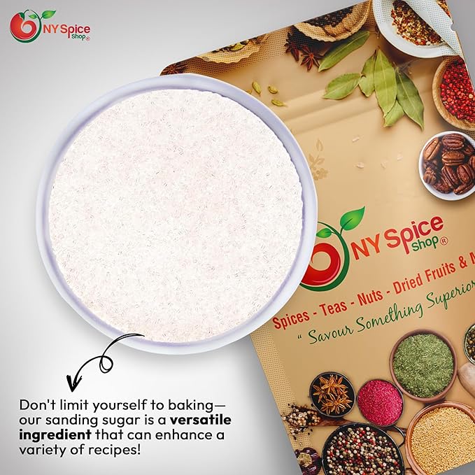 NY Spice Shop White Sanding Sugar - 3 Pound Sweet Colorful Edible Sprinkles For Candy Dish - Chocolate Sprinkles For Cake Decorating Cookies Basket & Dishes