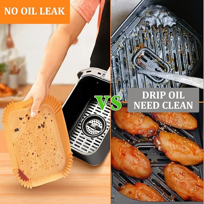 200PCS Air Fryer Liners for Ninja: Higher Non-Stick Disposable Parchment Paper Liner for Ninja DZ201/DZ401 Dual Airfryer Baking - Food Grade Ninja Air fryer Accessories (Rectangle - 8.6 x 5.5 inch)