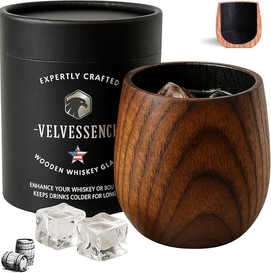 Premium Handcrafted Charred Wooden Bourbon Drinking Glass ??Bourbon Glass for Whiskey Lovers | Unique Bourbon Gifts for Men ??Perfect for Dad, Husband or Groomsmen | By a Trusted USA Brand