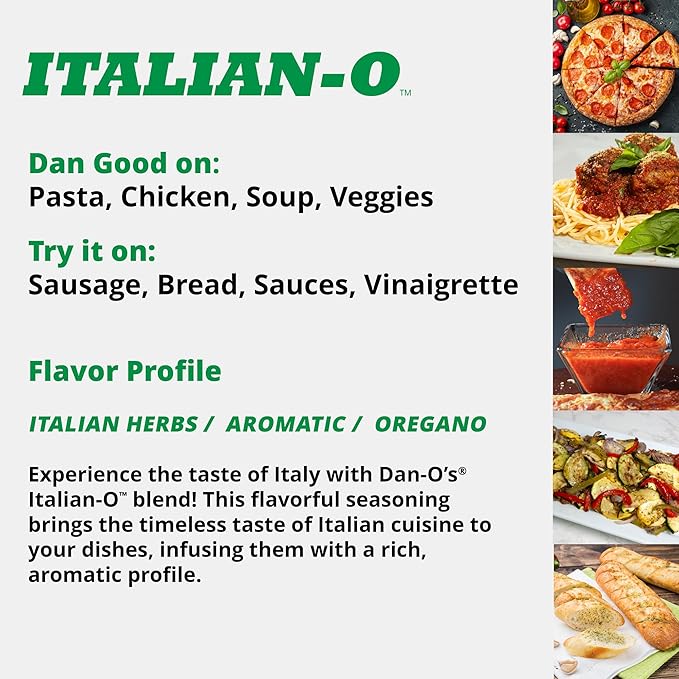 Dan-O's Italian-O Seasoning, 1.7 oz Bottle, 2 Pack, Italian Seasoning for Pasta, Pizza, Salad, Veggies and More, Sugar Free, Zero Calorie, Use this Spice Blend to Craft Meatballs or Pasta Sauce