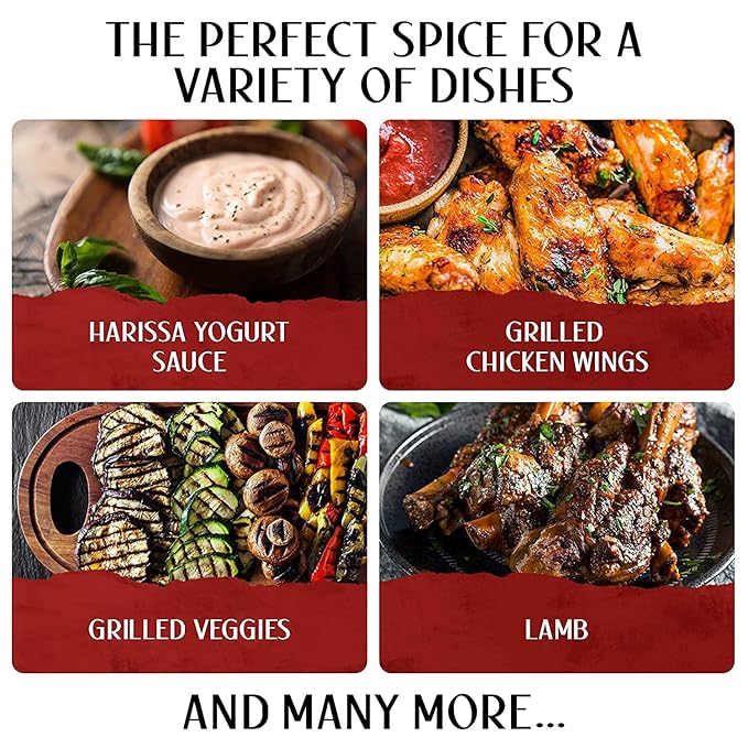 Premium Rose Harissa Spice ??Small-Batch Blend by NYC Chefs with a blend of Peppers & Rose Petals. Featured in Cook with Bon Appétit. Perfect for Roasted Veggies, Grilled Meats and Fish, Stews & Marinades - 2 oz (3 Packages)