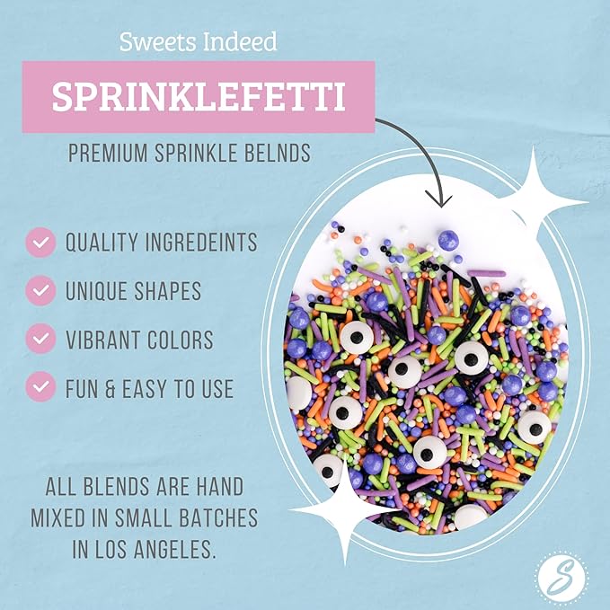 Sweets Indeed Sprinklefetti Monster Mash Sprinkles ??4 oz Jar | Halloween Sprinkle Mix with Candy Eyeballs, Jimmies, Nonpareils & Confetti | Cupcake & Cake Decorations