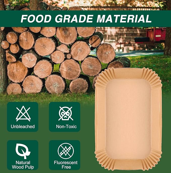 Air Fryer Disposable Paper Liners for Ninja Dual Airfryer Accessories, Non-Stick Parchment Rectangular for Baking, Oil Proof, Water Proof, for Microwave Oven (100PCS, 8.6in x 5.5in)