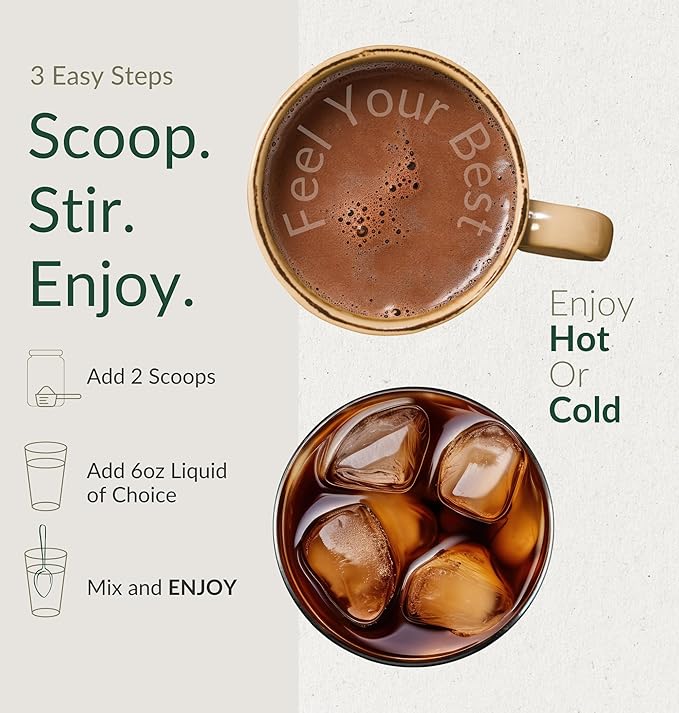 BIOptimizers Mushroom Coffee Alternative ??Chocolate Drink ??Lion?™s Mane, Chaga, Reishi + Collagen Peptides for Focus, Energy & Gut Health ??Adaptogenic Mushrooms & MCT Powder ??30 Servings