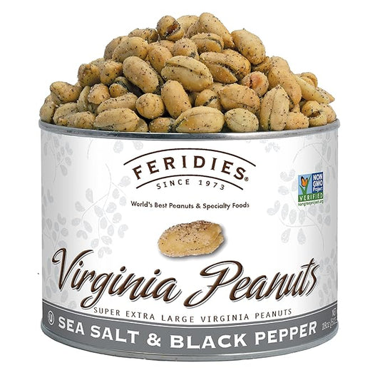 FERIDIES Extra Large Salt & Pepper Virginia Peanuts, All Natural, No Cholesterol, No Preservatives 18oz (Pack of 1)