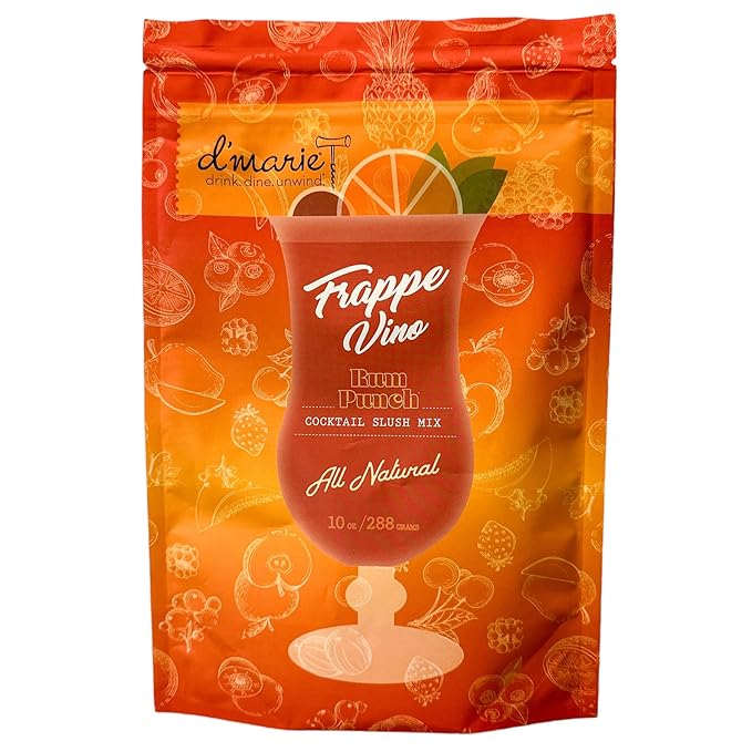 Frozen Cocktail Drink Mix - Makes 10 Rum Punch Slushies - Drink Powder Pouches for Alcohol - All Natural Low Sugar Mixer, No Blender Needed
