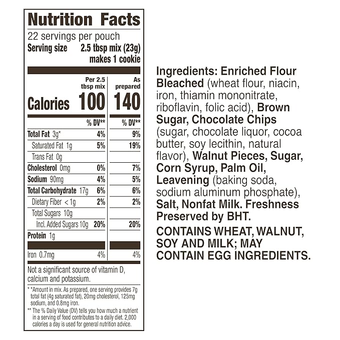 Betty Crocker Walnut Chocolate Chip Cookies, Cookie Baking Mix, 17.5 oz