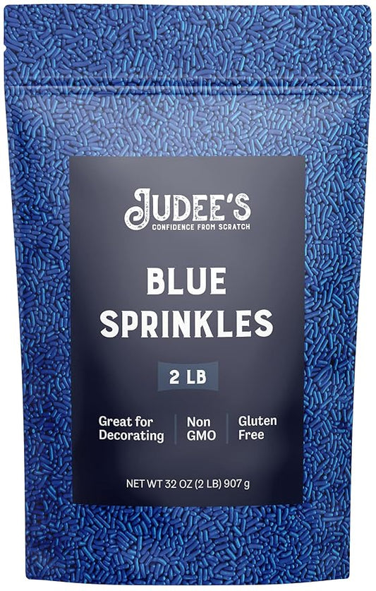 Judee's Gluten Free Blue Sprinkles 2 lb - Gluten-Free and Nut-Free - Brighten Up Your Baked Goods - Great for Cookie and Cake Decoration - Use for Baking and as Dessert and Ice Cream Toppings