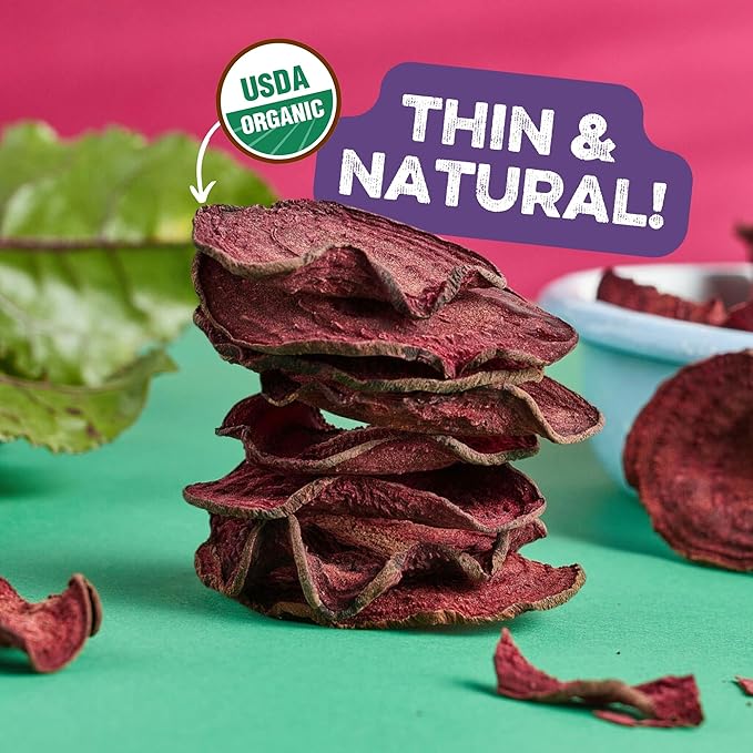 Baked Organic Beet Chips by GOOD CHIPS! 100% Natural, Oil Free, Only Two Ingredients: Organic Beets and Sea Salt. 1 oz Bags, Pack of 8