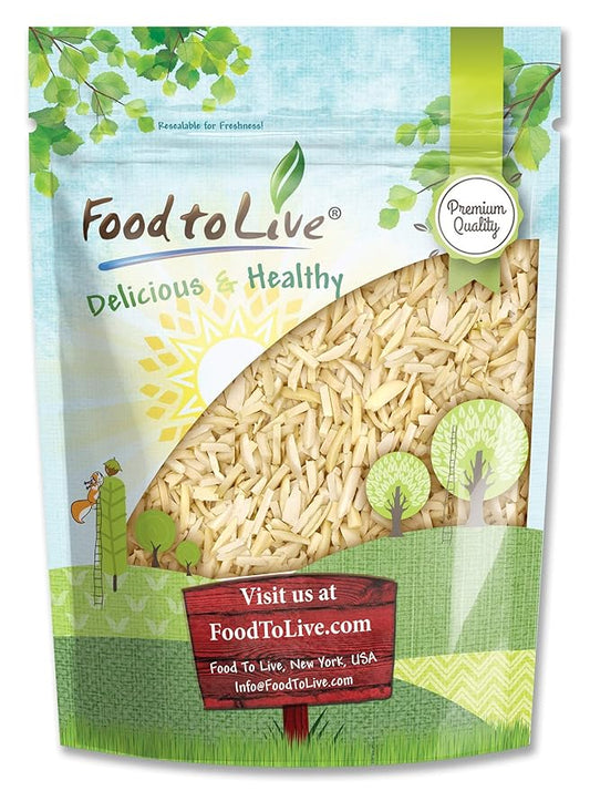 Food to Live Blanched Slivered Almonds, 5 Pounds - Chopped Raw Blanched Almonds, Unsalted, Vegan, Keto, Kosher, Bulk. High in Protein, Vitamin E, Riboflavin. Great for Cooking, Baking, Salads.