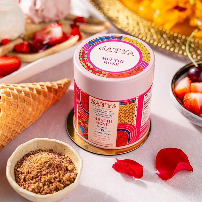 Satya Blends Indian Spices Set of 3 - Everything Indian, Chaat Powder and Meethi Rose 3 Pack Vegan, Gluten & Dye Free Low Sodium Seasonings and Spice Gift Set Women Owned Indian Seasoning - 2.5 Oz