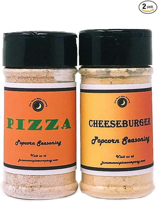 Popcorn Seasoning | Variety 2 Pack | Pizza | Cheeseburger | Premium | Crafted in Small Batches | Flavorful Popcorn Seasoning Variety 2-Pack ??Tasty Treats for Every Occasion!