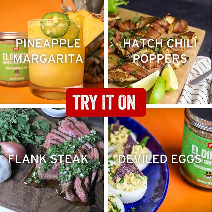 PS Seasoning El Dinero Taco Seasoning Mix - Hatch Chili Verde and Jalapeno Blend, Dry BBQ Rub for Tacos, Beans, Casserole, Chicken, Pork, Beef - Mexican Seasoning BBQ Rub for Smoking and Grilling