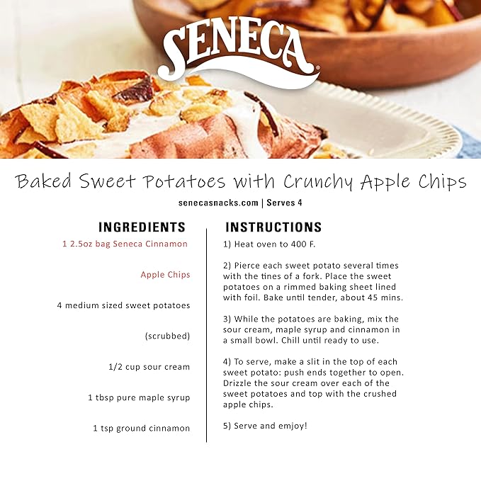 Seneca Cinnamon Apple Chips | Made from Fresh Apples | 100% Red Delicious Apples | Yakima Valley Orchards | Real Cinnamon | Crisped Apple Perfection | Foil Fresh Bag | 2.5 ounce (Pack of 12)
