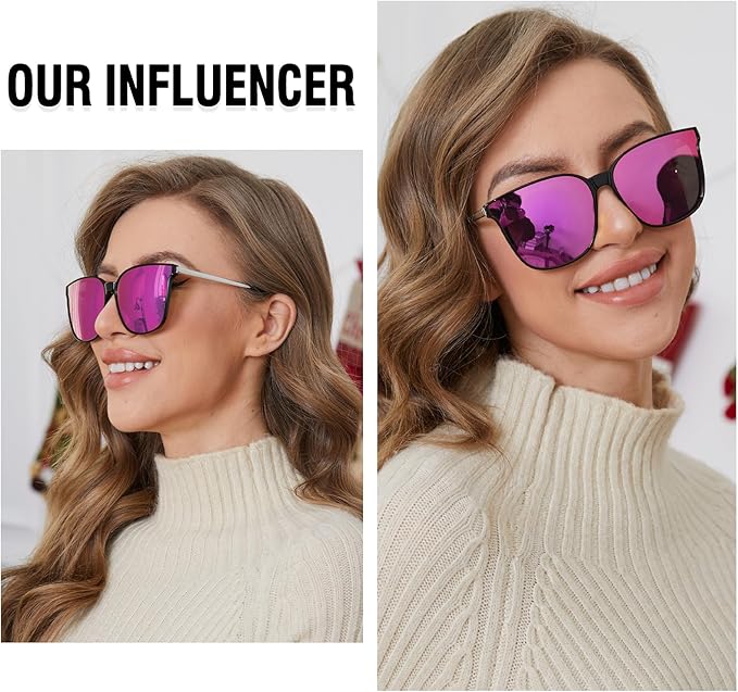 DUCO Oversized Polarized Sunglasses Womens Trendy Mirrored Shades Retro Round Vintage Light Weight UV400 Sun Glasses W016