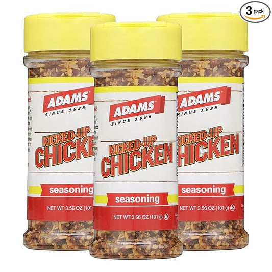 Adam's Seasonings 3.5-6oz Container (Pack of 3) Choose Flavor Below (Kicked-Up Chicken 3.56oz)