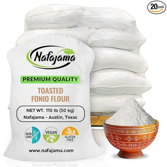 Nafajama Premium Gluten-Free Toasted Fonio Flour | Ancient African Superfood | All-Natural, Non-GMO, Vegan, High-Fiber ??1 Pallet (20 Bags, 110 lb / 50 kg each)