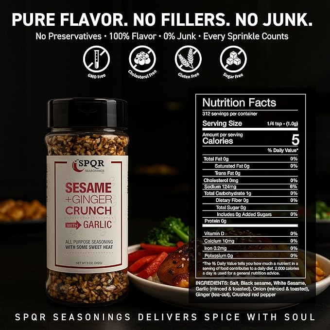 Sesame Ginger Crunch XL 11 oz. All Purpose Seasoning Blend with Garlic and Some Sweet Heat