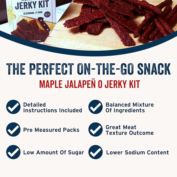 PS Seasoning Jerky Seasoning and Cure Kit (Maple Jalapeno) - Award-Winning DIY Beef Jerky Making Kit with Seasoning Mix & Cure - Oven, Smoker, Dehydrator - Great for Beef, Turkey, Venison, Wild Game