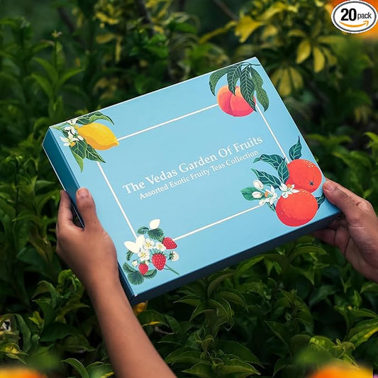 The Vedas Garden of fruits tea gift set | 6 Different varities | Handstitched Cotton teabags | Total 24 teabags