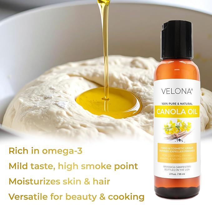 velona Canola Seed Oil 2 fl oz | 100% Pure and Natural Carrier Oil | Refined, Expeller pressed | Cooking, Dressing, Skin, Face, Body, Hair Care | Use Today - Enjoy Results