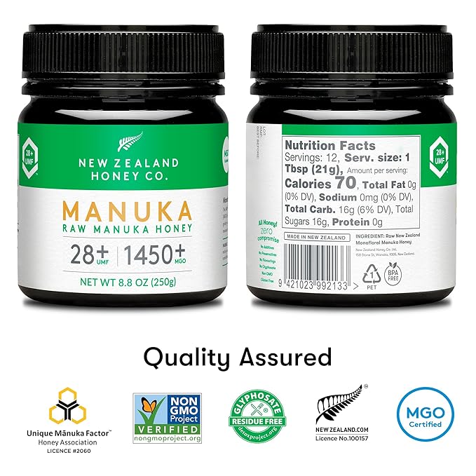 New Zealand Honey Co. Raw Manuka Honey UMF 28+ | MGO 1450+, UMF Certified / 8.8oz