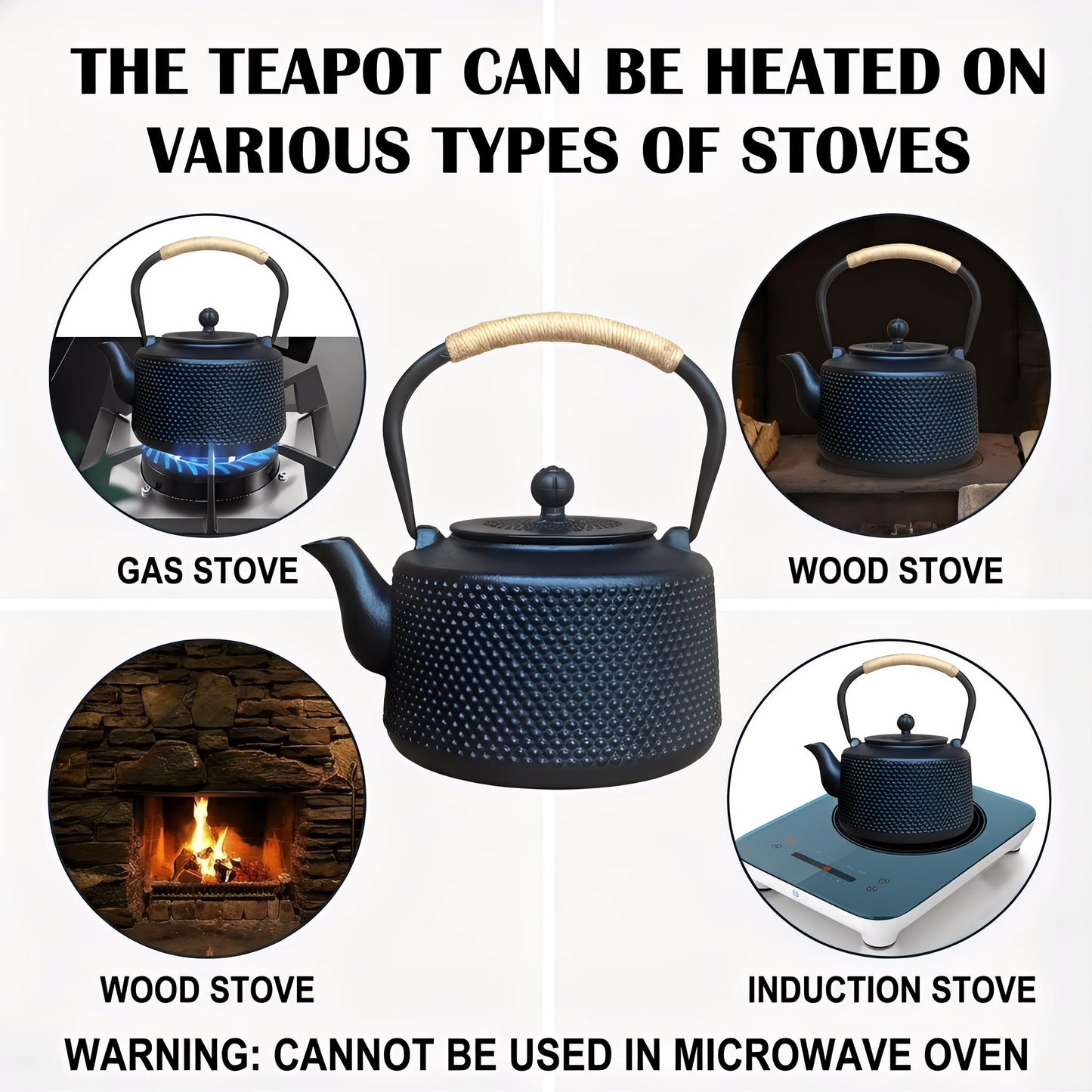 SECHUDO 54oz Hobnail Cast Iron Teapot for Stovetop, Tea Kettle with Infuser for Loose Leaf, Tea Pot