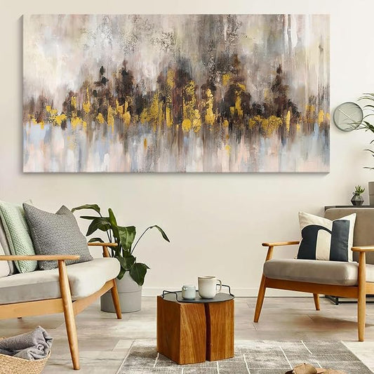 YDYSUNE Gold Abstract Wall Decor - Brown Canvas Wall Art for Living Room- Large Modern Artwork - Oil Painting Pictures for Bedroom Kitchen Home Office