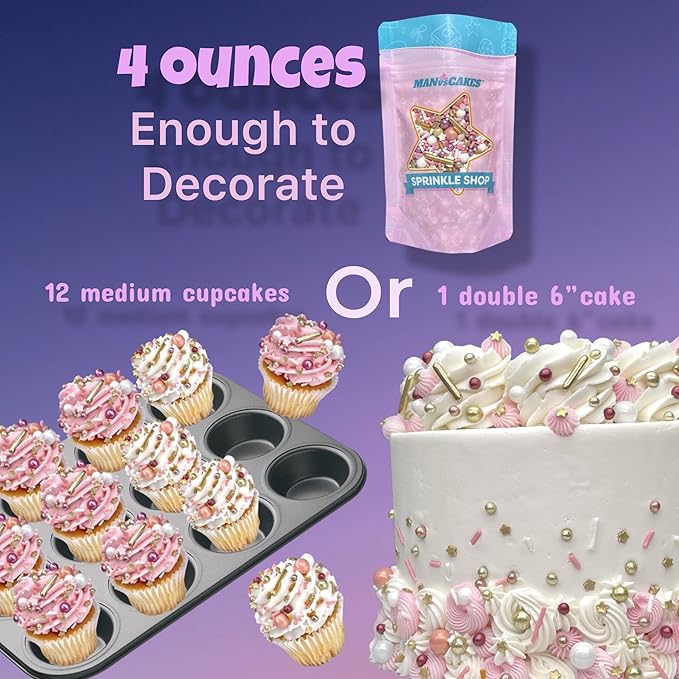 Sprinkles | 4 oz | Gold and silver sprinkles | Metallic sprinkles | New year sprinkles | Glamour sprinkles | Sprinkle mix | Manvscakes