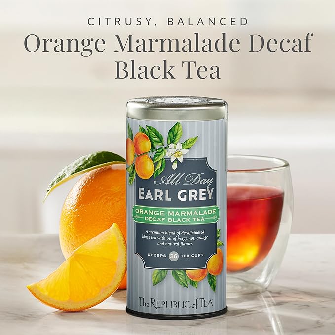 The Republic of Tea ??All Day Earl Grey Orange Marmalade Decaf Black Tea, Naturally decaffeinated, 36 Tea Bags