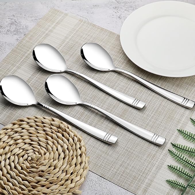 Obstnny 6 Pieces Stainless Steel Buffet Serving Spoons, Serving Spoons for Restaurant, Banquet, Party