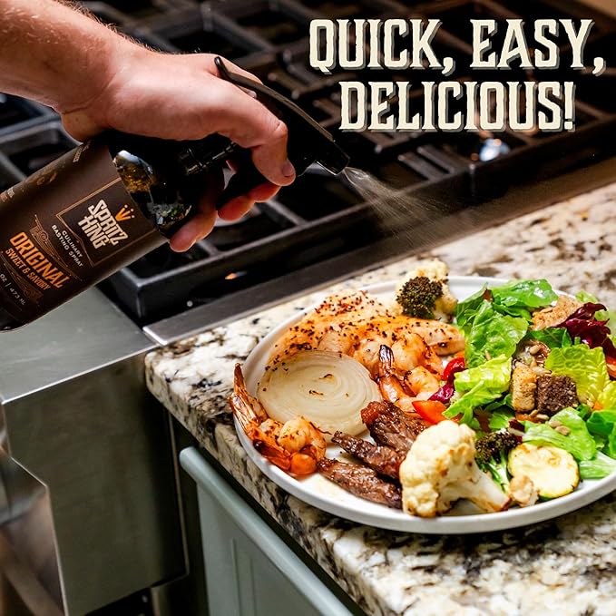 Spritz King Culinary Basting Spray: For Grilling, Smoking, Air Frying - Delicious Dark Bark, Flavorful Crust & Moisture-Sealing Power - Great on Meats or Veggies (16 Ounce Original)