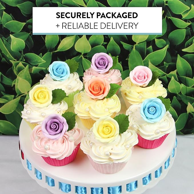 Global Sugar Art Premium Edible Roses, Peach, Unwired, Medium 1.5 inches, 12 Count by Chef Alan Tetreault