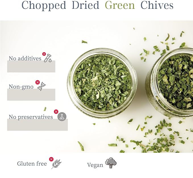 Besway Chives 6 oz(170g), Premium Dried Green Chives - Perfectly Chopped for Culinary Use, 100% Natural