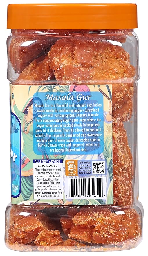 Rani Masala Gur (Jaggery) Indian Unrefined Raw Cane Sugar 35oz (2.2lbs) 1kg PET Jar ~ Gluten Friendly | Vegan | NON-GMO | Kosher | No Salt or fillers | Indian Product