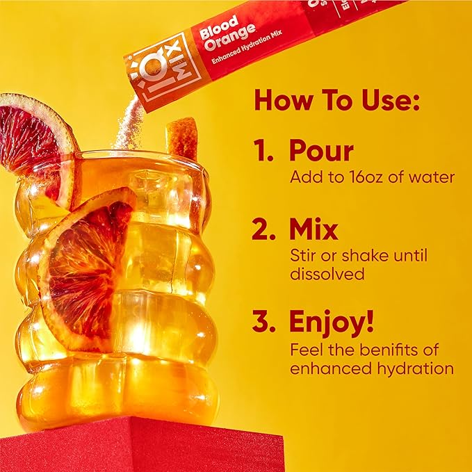 IQMIX Hydration Electrolyte Powder ??4-in-1 Formula for Hydration, Mental Clarity, Mood and Recovery ??Sugar-Free Drink Mix, Keto, Magnesium L-Threonate, Lion?™s Mane ??40 Count Blood Orange