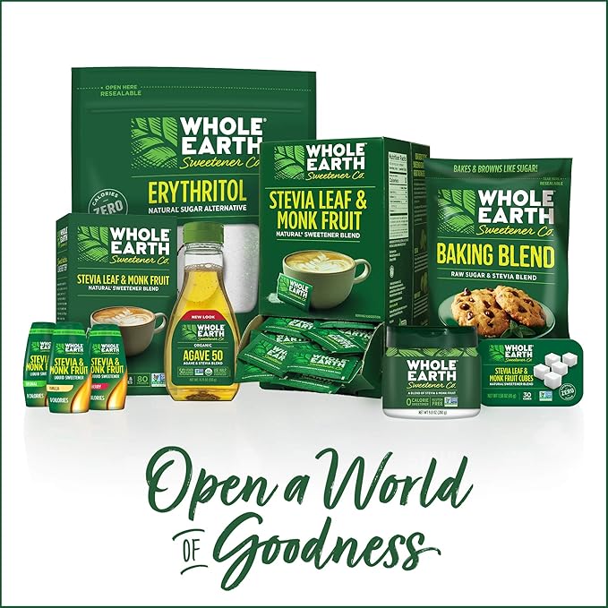 Whole Earth Sweetener Co. Stevia & Monk Fruit Sweetener, Erythritol Sweetener, Stevia Packets, Sugar Substitute, Natural Sweetener, 80 Count (Pack of 12), Packaging may vary