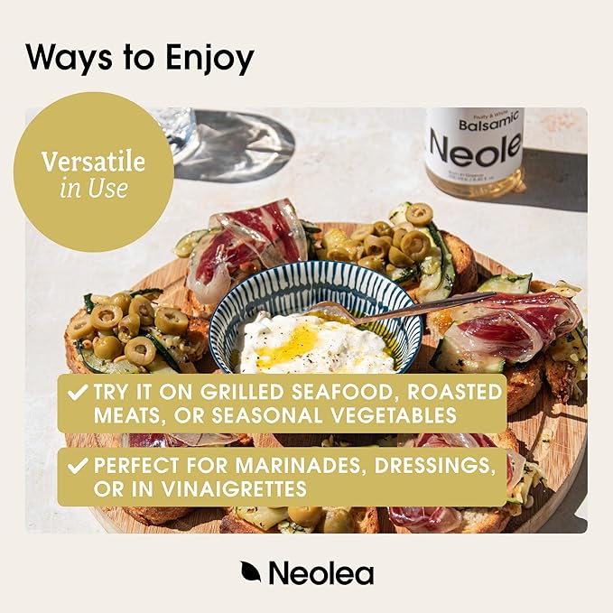 Neolea White Greek Balsamic Vinegar from Greece - American Oak w/Aged Vanilla & Honey Notes - Adds a Tangy & Acidic Flavor To Your Dishes - Dressing, Meats, Seafood & More - 8.45 fl oz / 250 ml