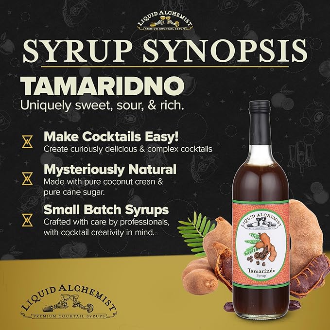 Liquid Alchemist Tamarind Syrup for Cocktails - Real Ingredients Make our Tamarindo Syrup the Perfect Spicy Margarita Mix - Made Fresh with All Natural Tamarind Concentrate (25.4 oz)