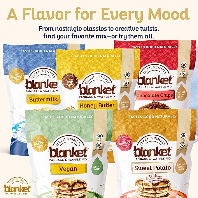 Blanket Pancakes and Waffle Mix ??Vegan Pancake Mix ??Just Add Water, No Preservatives ??Clean Breakfast Staple with Homestyle Taste ??Non-GMO, Comfort Food Classic ??16 oz (1 Pack)