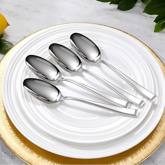 KEAWELL Premium Imperial 4-Piece 7.6 inch Spoon Set ??Heavy Duty 18/10 Stainless Steel Flatware with Smooth Rounded Edges, Dishwasher Safe for Sophisticated Dining (4, Dinner Spoons)