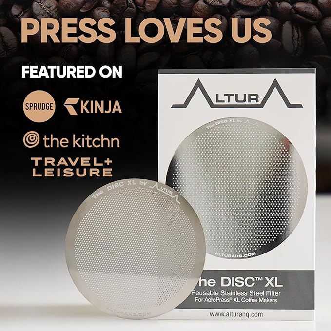 ALTURA The DISC XL Stainless Steel Filter for AeroPress Coffee Makers ??Reusable Metal Filter Replacement for Rich Flavor, Travel, and Eco-Friendly Brewing