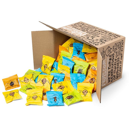 Nuts.com Office Bulk Nut-Free Box - 70 Count Assorted Variety Pack with Pretzels, Cheddar Whales, and Dried Fruit - Healthy Snack Mix for Summer and Care Package Gifts